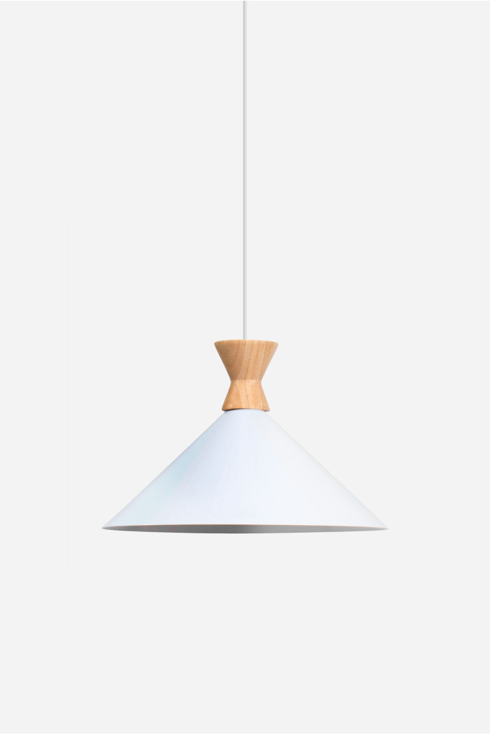 Lámpara de techo en aluminio y madera - Blanco