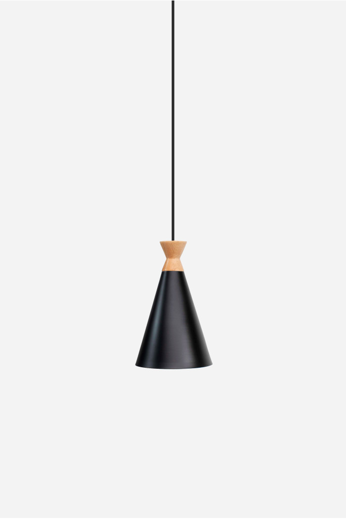 Lámpara de techo en aluminio y madera - Negro