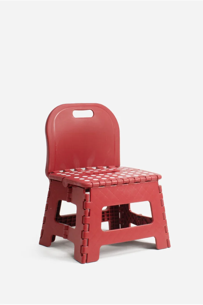 TABURETE PVC PLEGABLE CON RESPALDO - ROJO