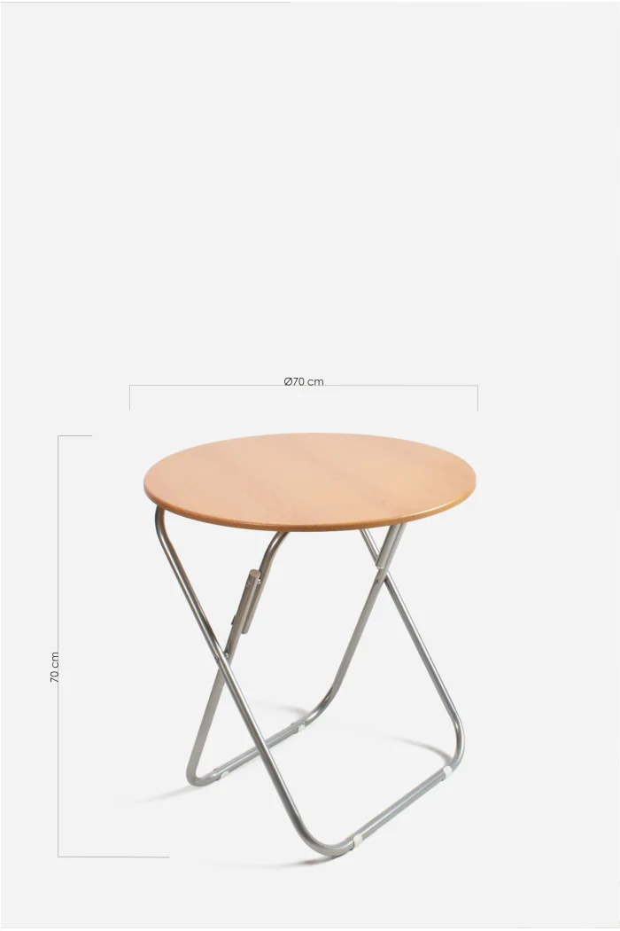 MESA DE MADERA PLEGABLE RED. Ø70X70