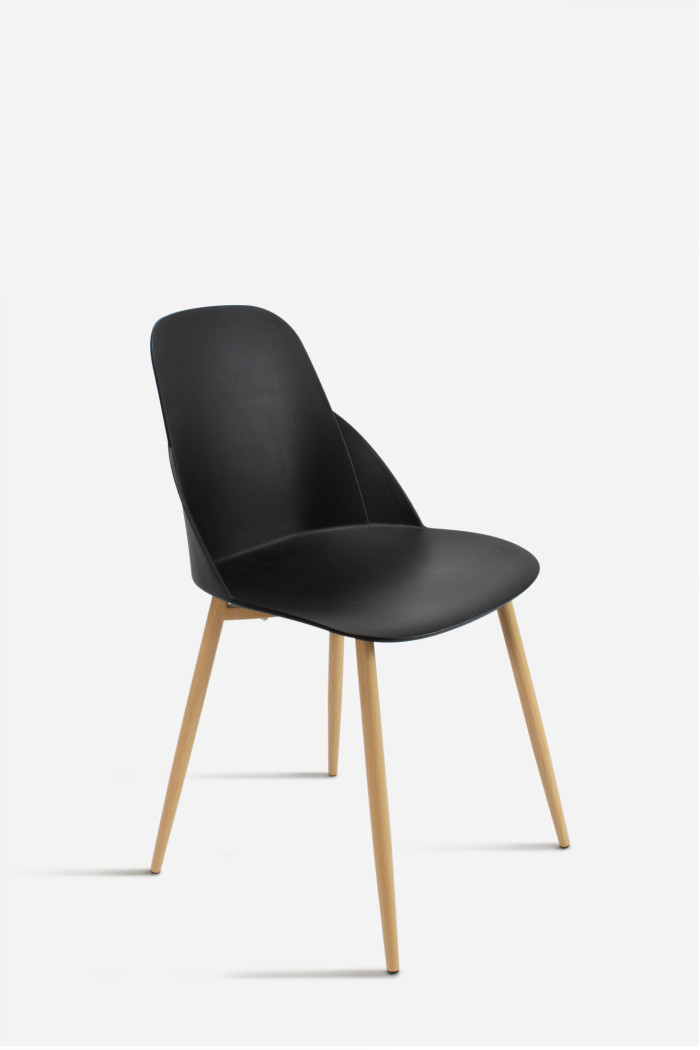 Silla de Comedor Moderna en Madera y Polipropileno - Modelo Berlín