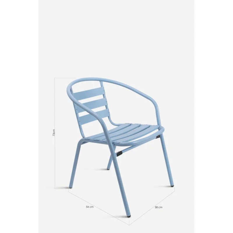 Silla de Jardín Aluminio-Ulma-celeste-medidas