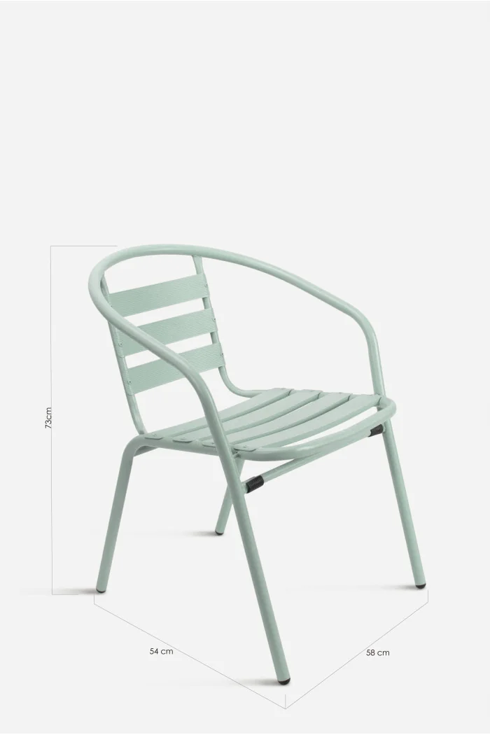 Silla de Jardín Aluminio-Ulma-verde pistacho-medidas