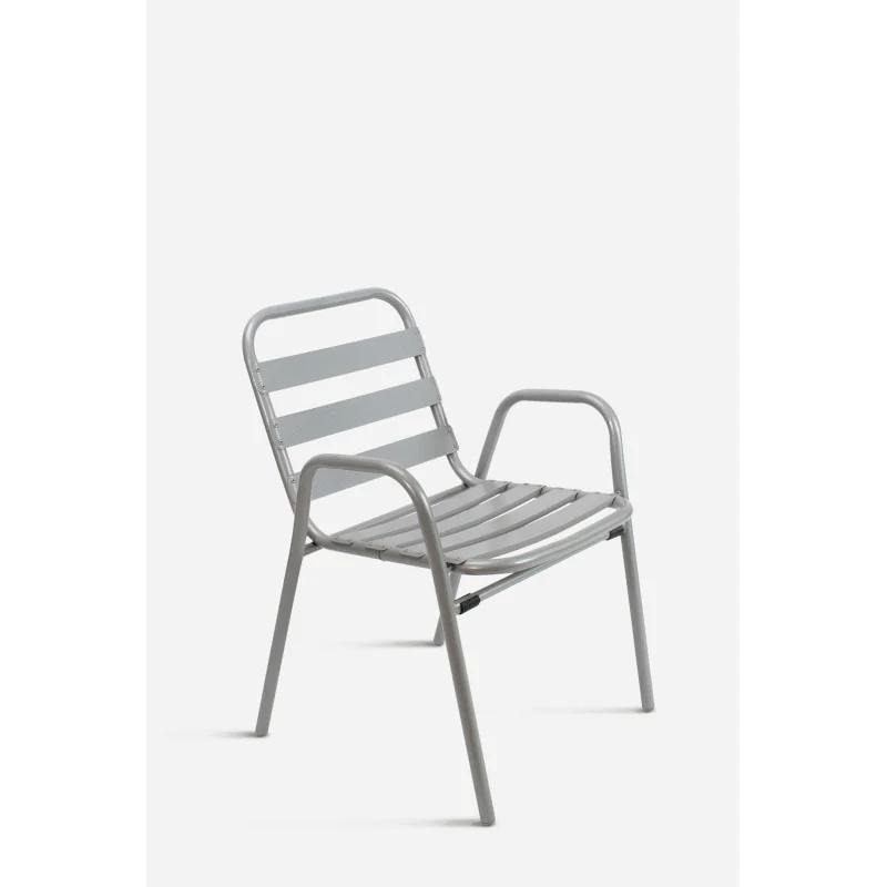 silla de jardín de aluminio ulma apilable con reposabrazos en gris