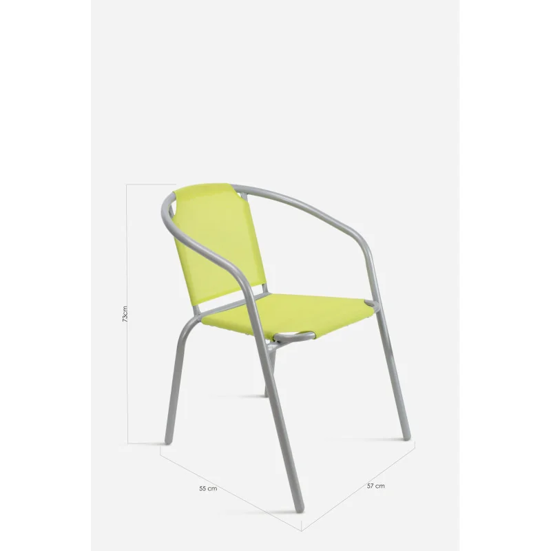 Silla de Jardín de Metal con Lona pistacho/gris - medidas
