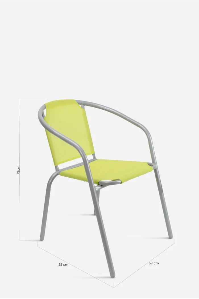 Silla de Jardín de Metal con Lona pistacho/gris - medidas
