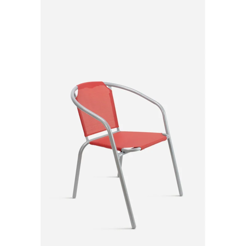 Silla de Jardín de Metal con Lona rojo/gris