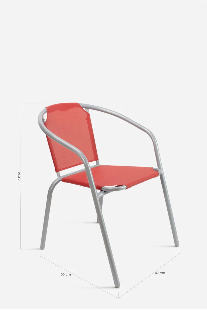 Silla de Jardín de Metal con Lona rojo/gris - medidas