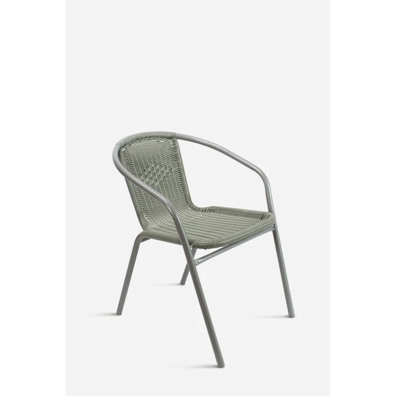 Silla de Metal con Asiento de Imitación Mimbre - Batu