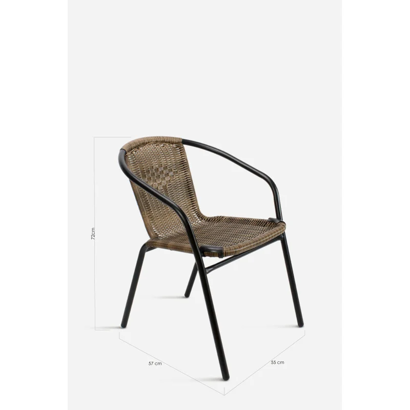 Silla de Metal con Asiento de Imitación Mimbre - Batu