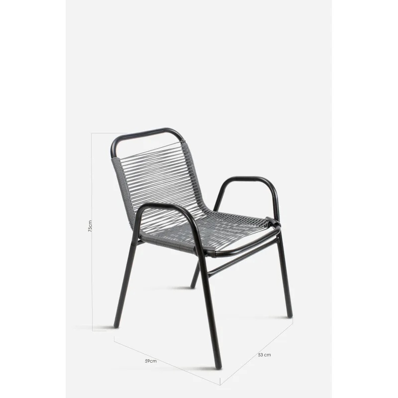 Silla de Jardín de Metal Cuadrada con Hilos de Polietileno