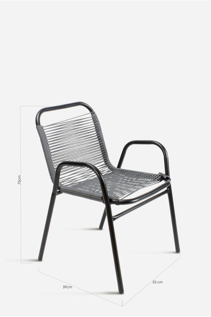 Silla de Jardín de Metal Cuadrada con Hilos de Polietileno