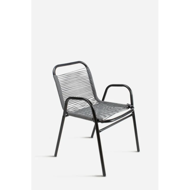 Silla de Jardín de Metal Cuadrada con Hilos de Polietileno