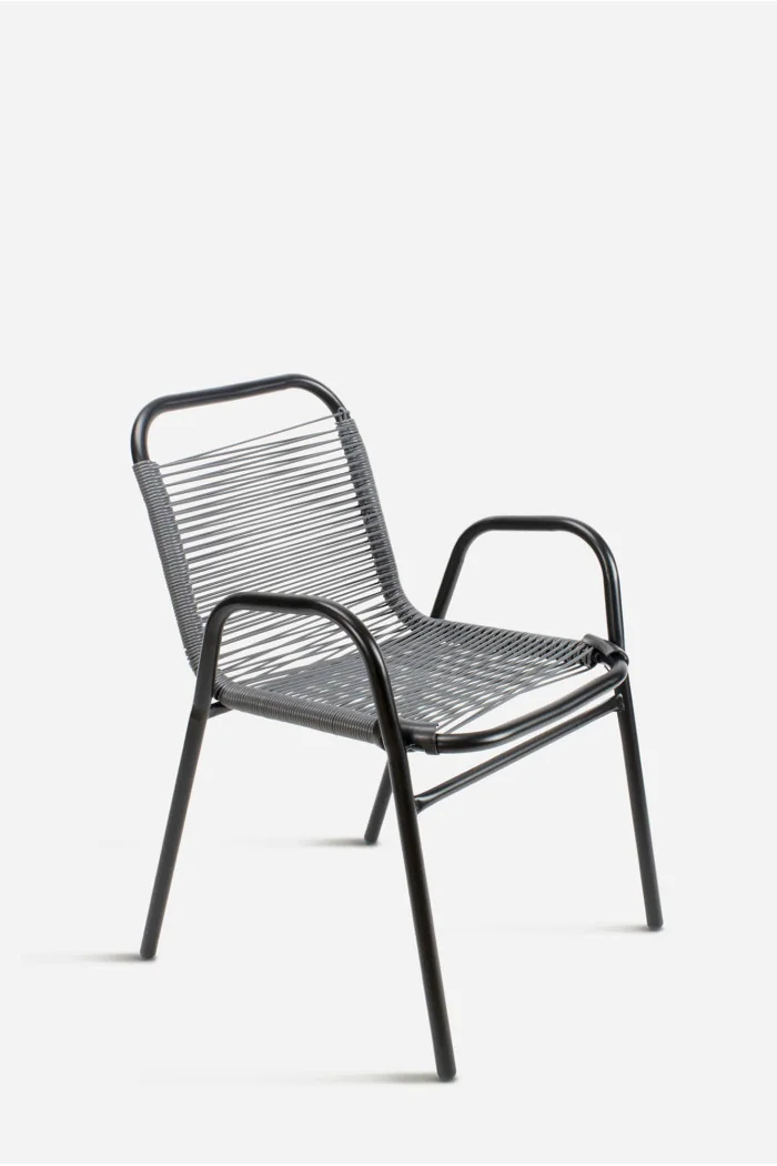 Silla de Jardín de Metal Cuadrada con Hilos de Polietileno