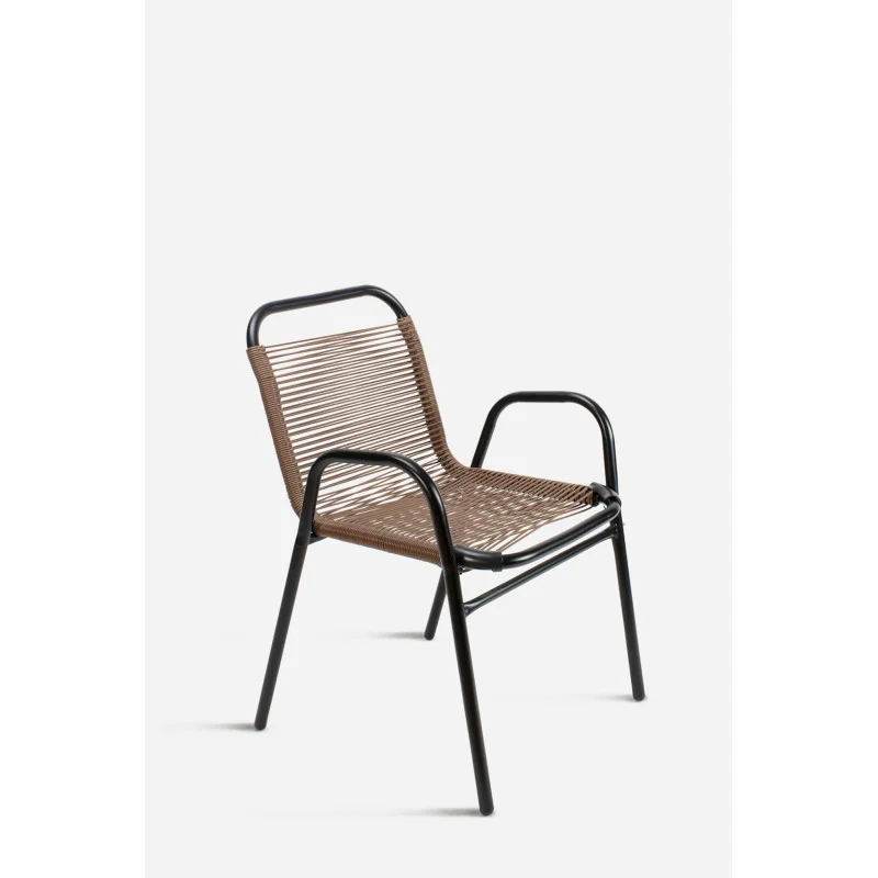 Silla de Jardín de Metal Cuadrada con Hilos de Polietileno - Jarga