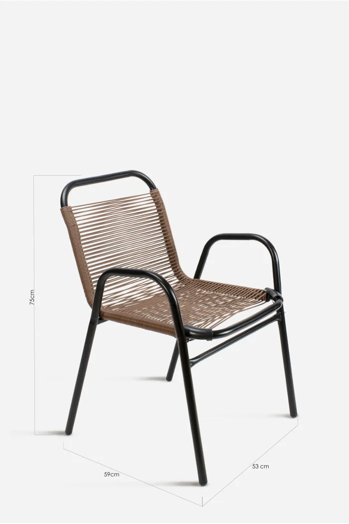 Silla de Jardín de Metal Cuadrada con Hilos de Polietileno - Jarga