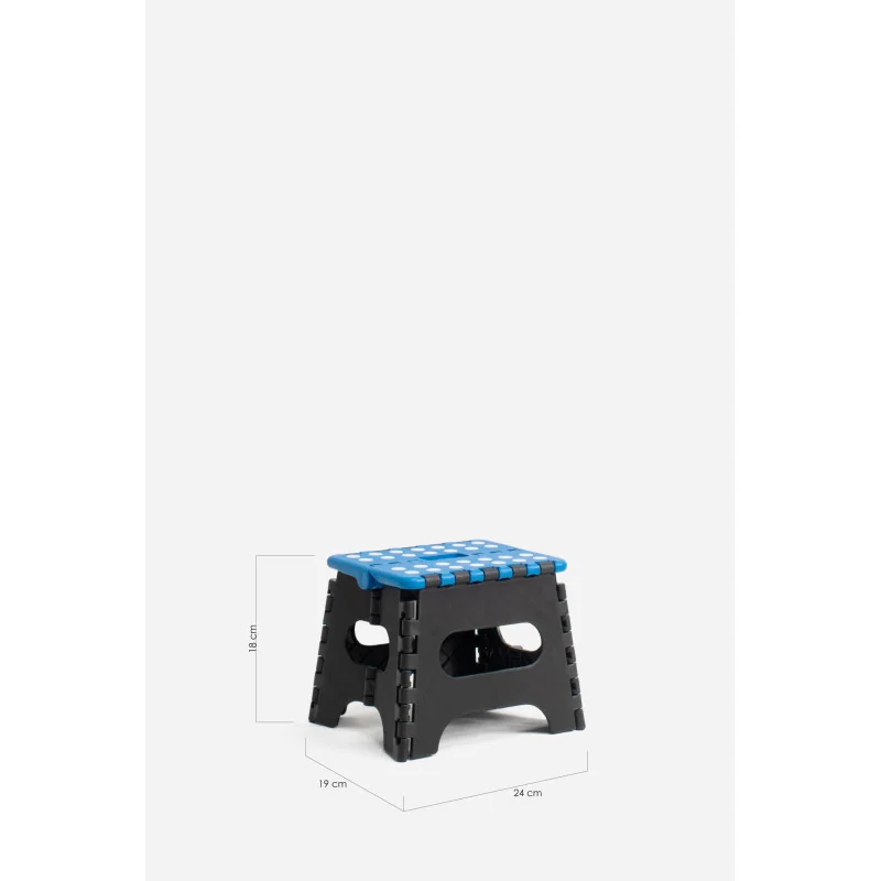 Taburete Plegable de PP Antideslizante 24x19x18 cm | Negro y Azul Medidas