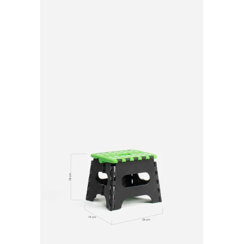 Taburete Plegable de PP Antideslizante 24x19x18 cm | Negro y Verde Medidas