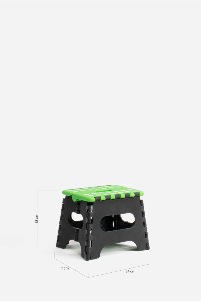 Taburete Plegable de PP Antideslizante 24x19x18 cm | Negro y Verde Medidas