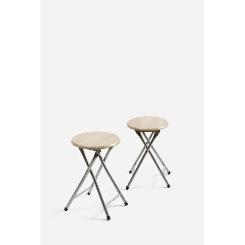 Taburete Plegable Bajo Negro Darek | Base de Madera