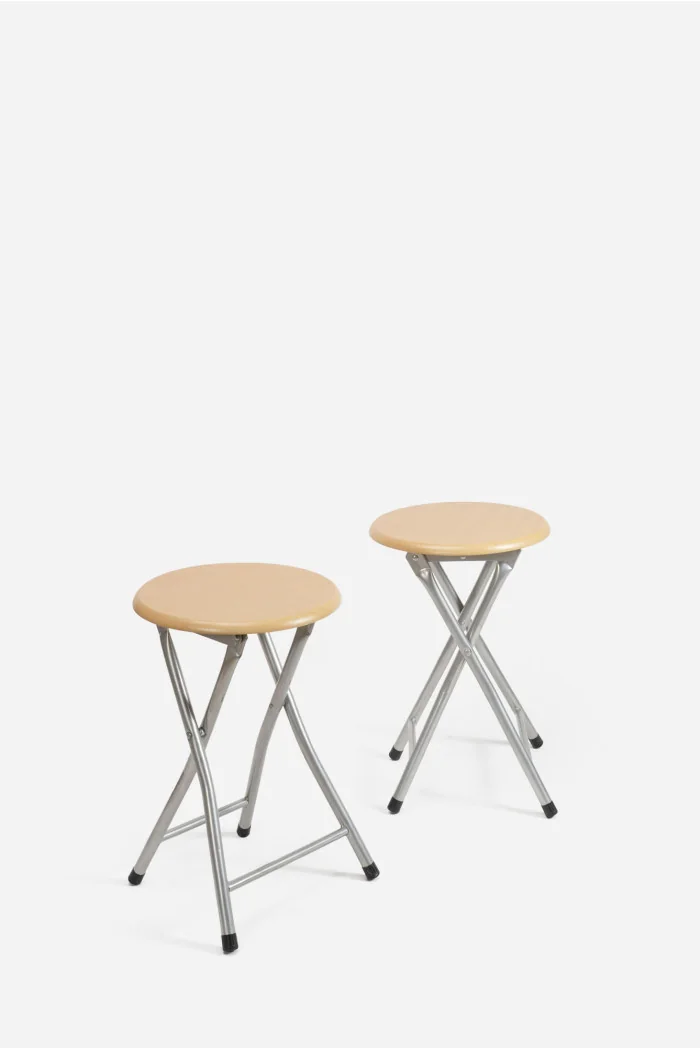Taburete Plegable Bajo Negro Darek | Base de Madera