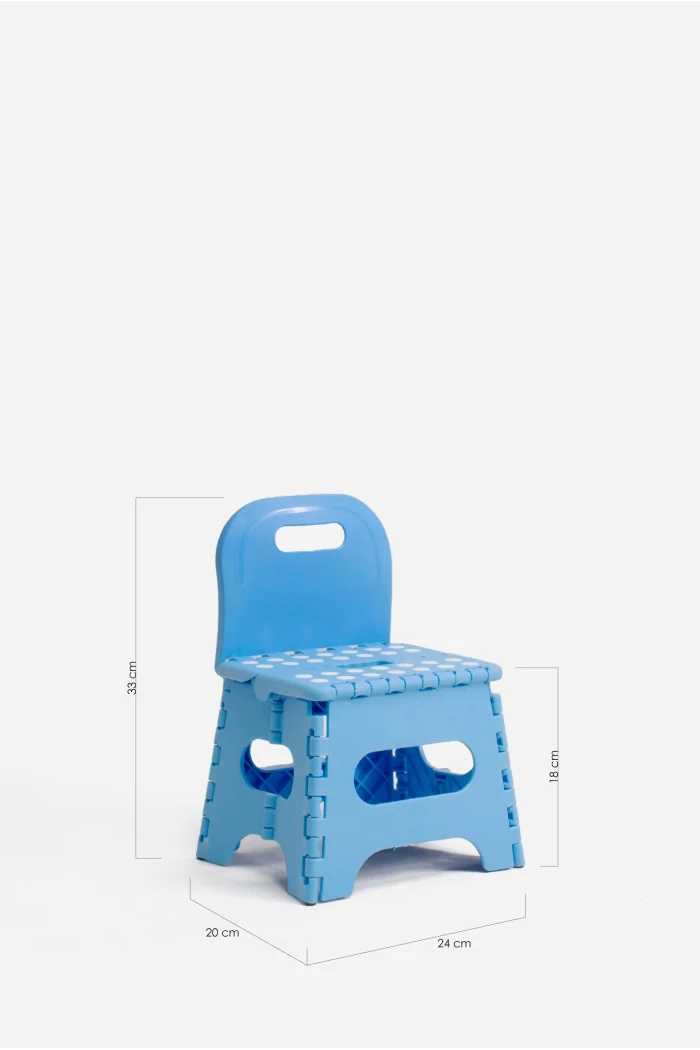 Taburete Plegable con Respaldo de PP Antideslizante 23x20x33 cm | Azul Medidas