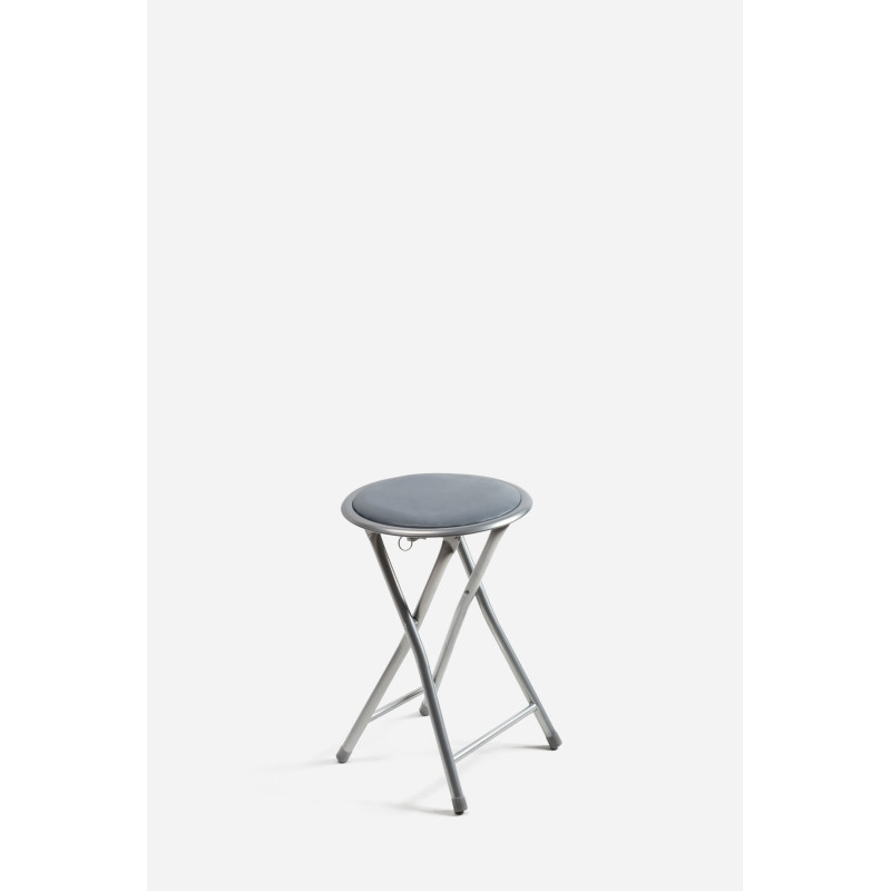 Taburete Plegable de Aluminio - Silla de Metal y Asiento Acolchado