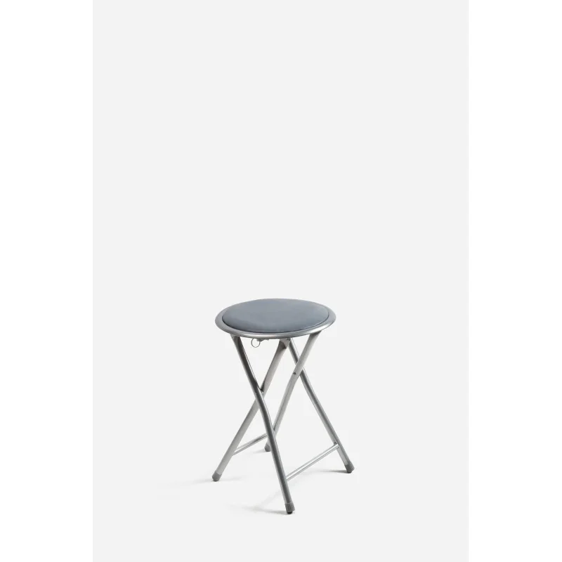 Taburete Plegable de Aluminio - Silla de Metal y Asiento Acolchado