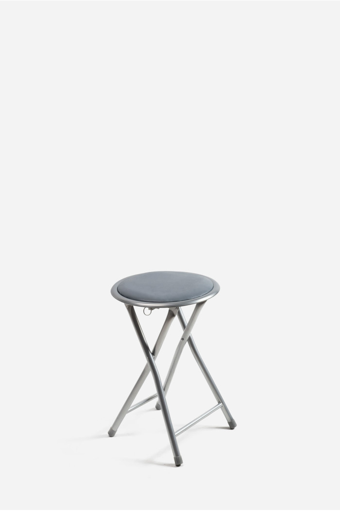 Taburete Plegable de Aluminio - Silla de Metal y Asiento Acolchado