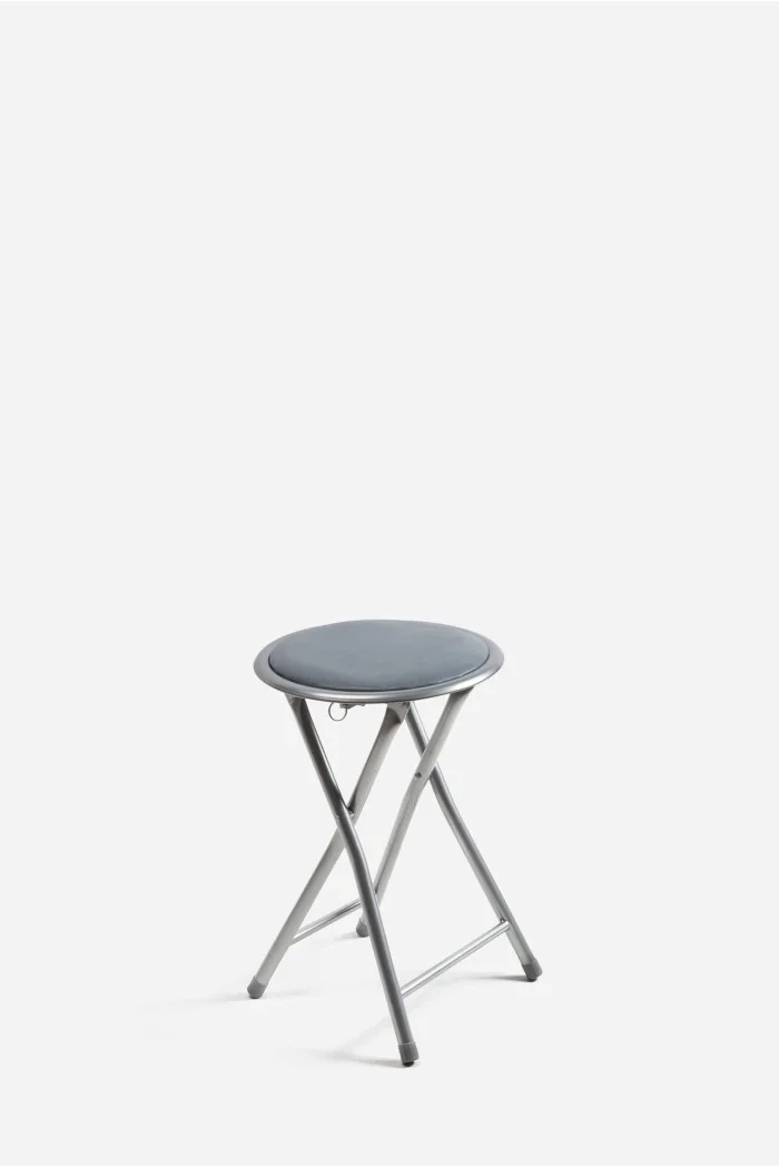 Taburete Plegable de Aluminio - Silla de Metal y Asiento Acolchado