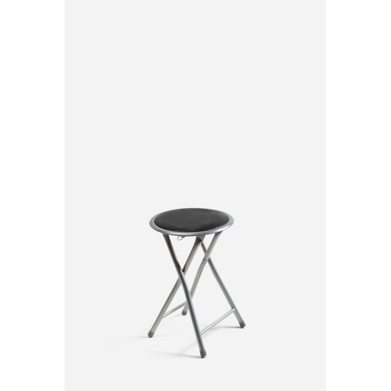 Taburete Plegable de Aluminio - Silla de Metal y Asiento Acolchado
