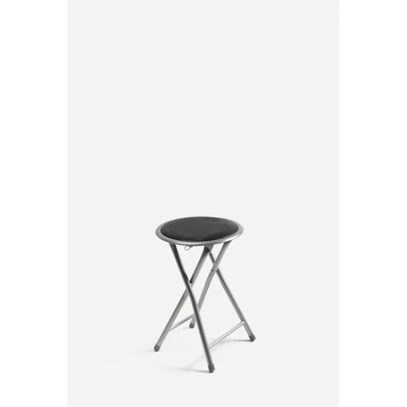 Taburete Plegable de Aluminio - Silla de Metal y Asiento Acolchado