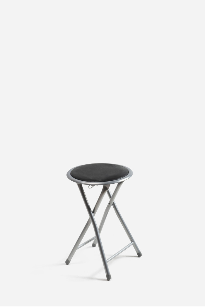 Taburete Plegable de Aluminio - Silla de Metal y Asiento Acolchado