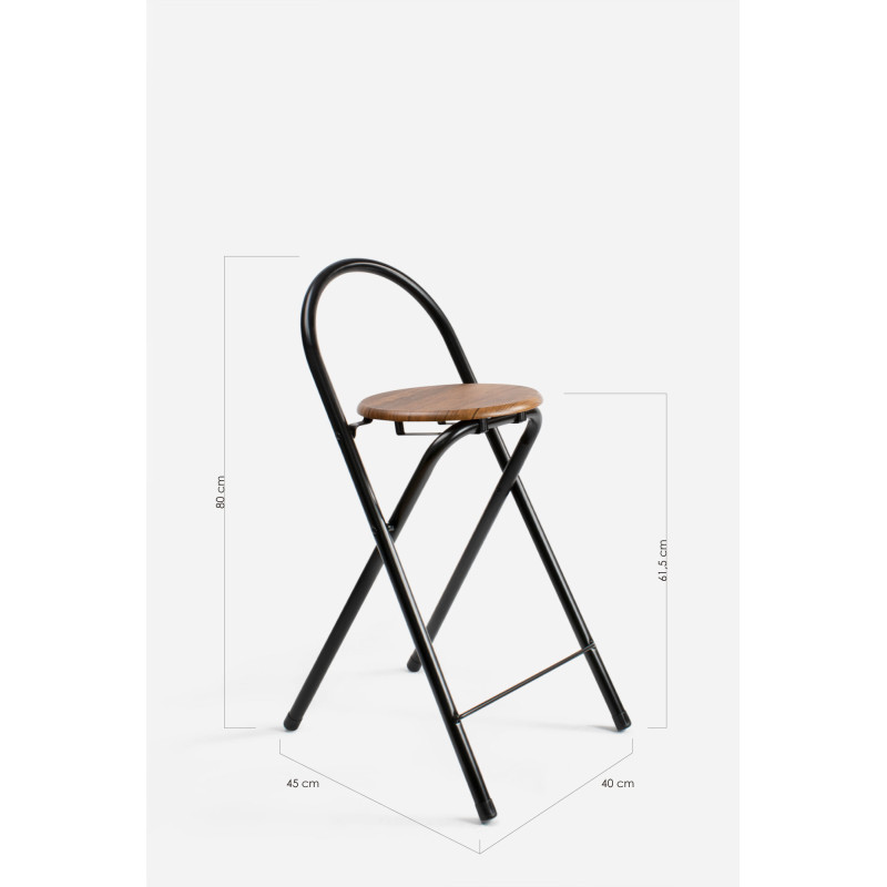 Taburete Plegable con Respaldo - Alto. 80 cm x Largo. 40 cm