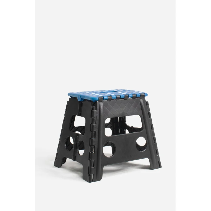 Taburete Plegable de PP Antideslizante 37x30x32 cm | Negro y Azul
