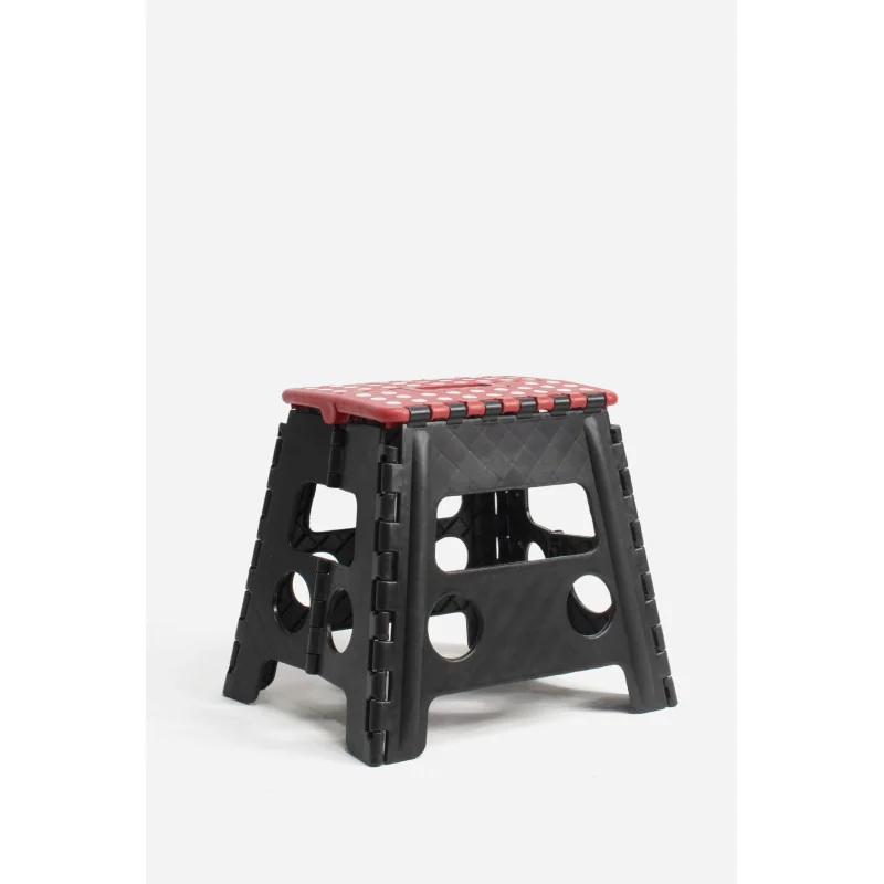 Taburete Plegable de PP Antideslizante 37x30x32 cm | Negro y Rojo