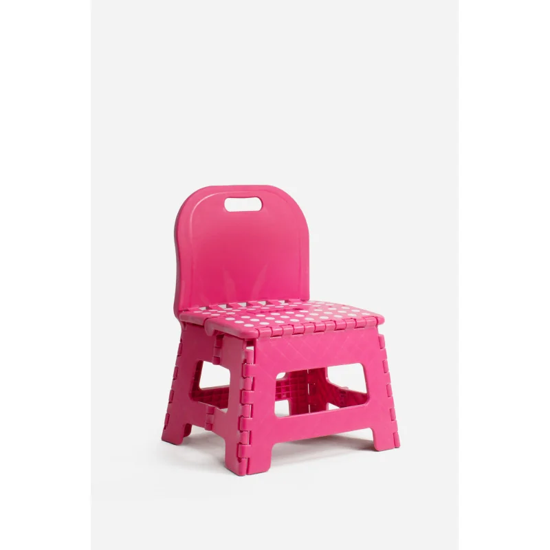Taburete Plegable con Respaldo de PP Antideslizante 32x25x43 cm | Fucsia