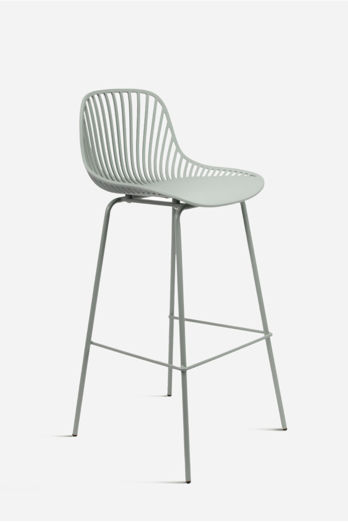 Taburete de cocina alto de polipropileno con respaldo