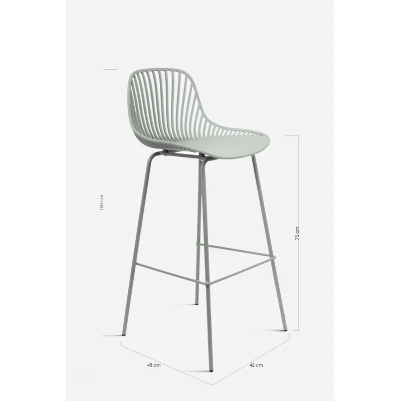 Taburete de cocina alto de polipropileno con respaldo