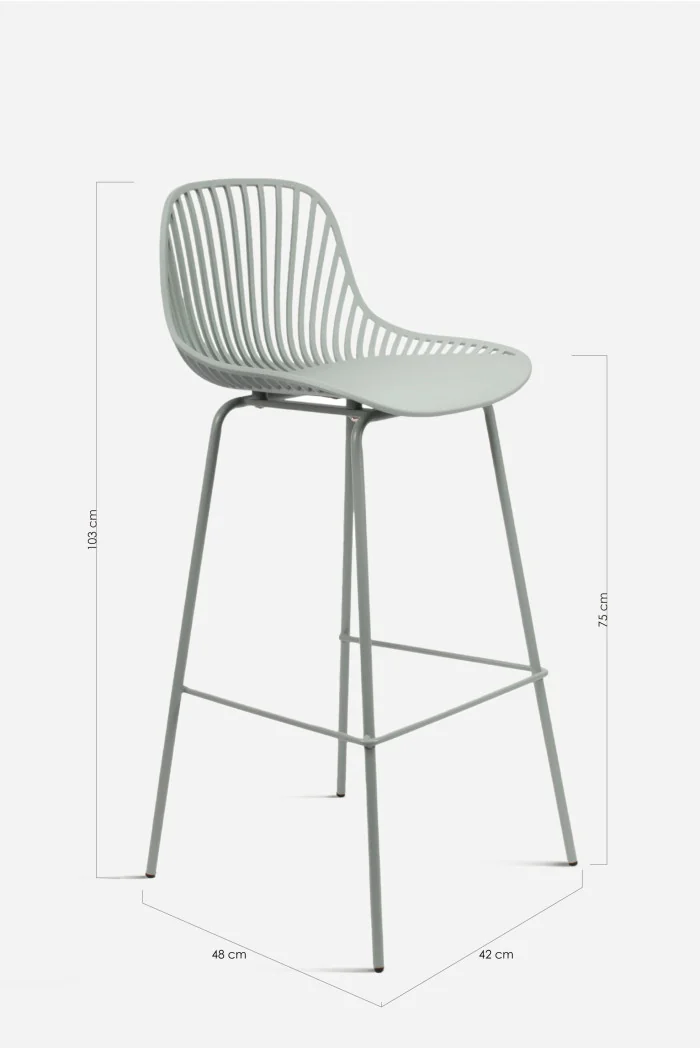 Taburete de cocina alto de polipropileno con respaldo