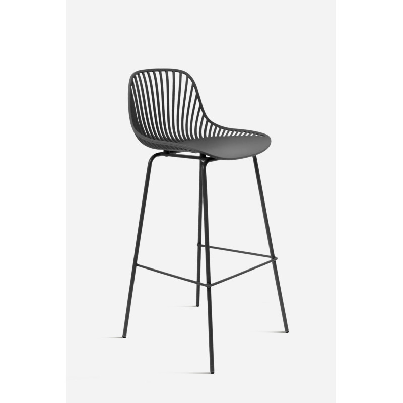 Taburete de cocina alto de polipropileno con respaldo