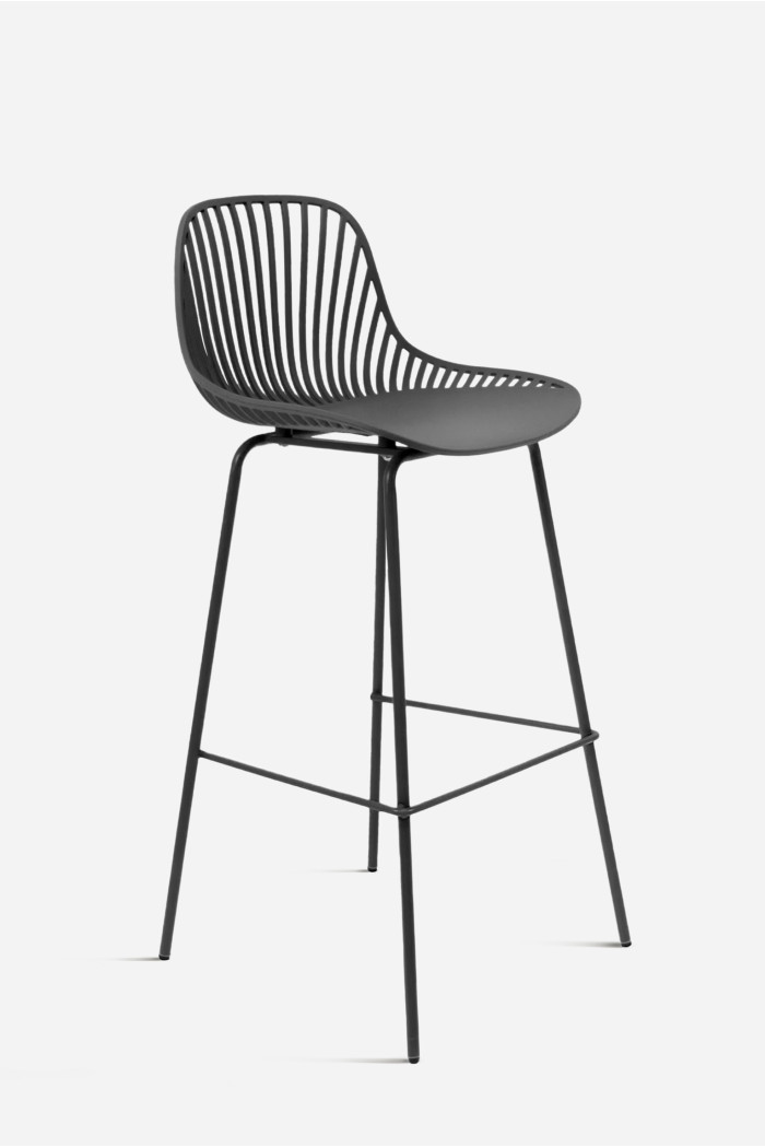 Taburete de cocina alto de polipropileno con respaldo