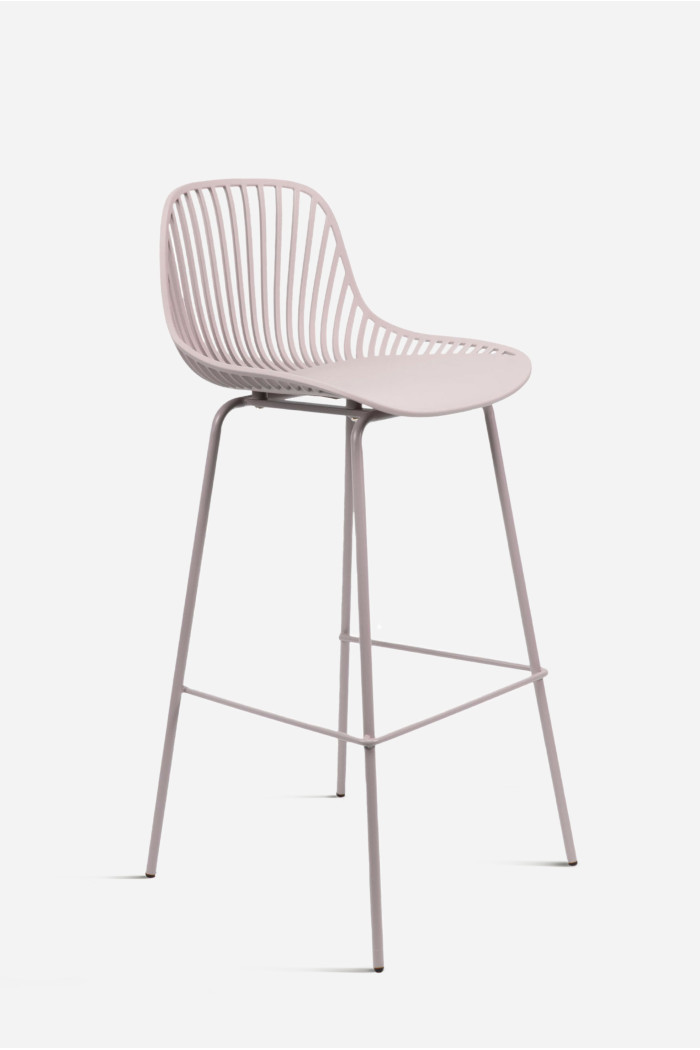 Taburete de cocina alto de polipropileno con respaldo