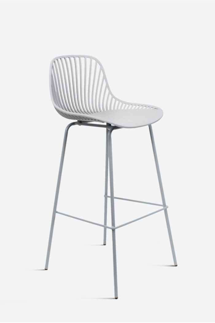 Taburete de cocina alto de polipropileno con respaldo