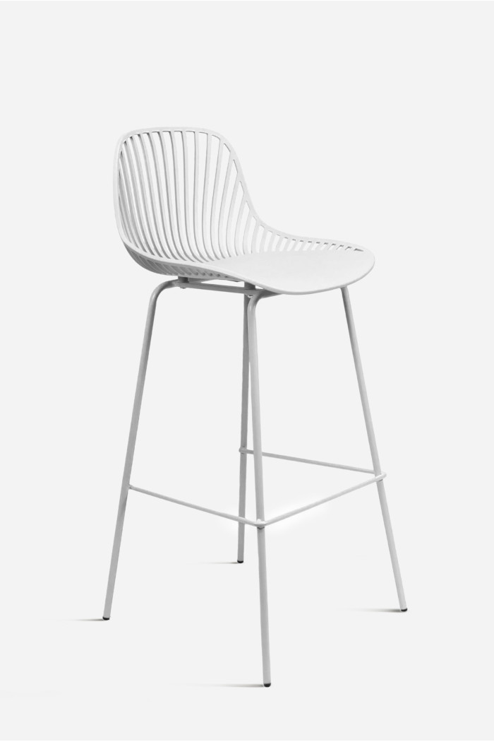 Taburete de cocina alto de polipropileno con respaldo
