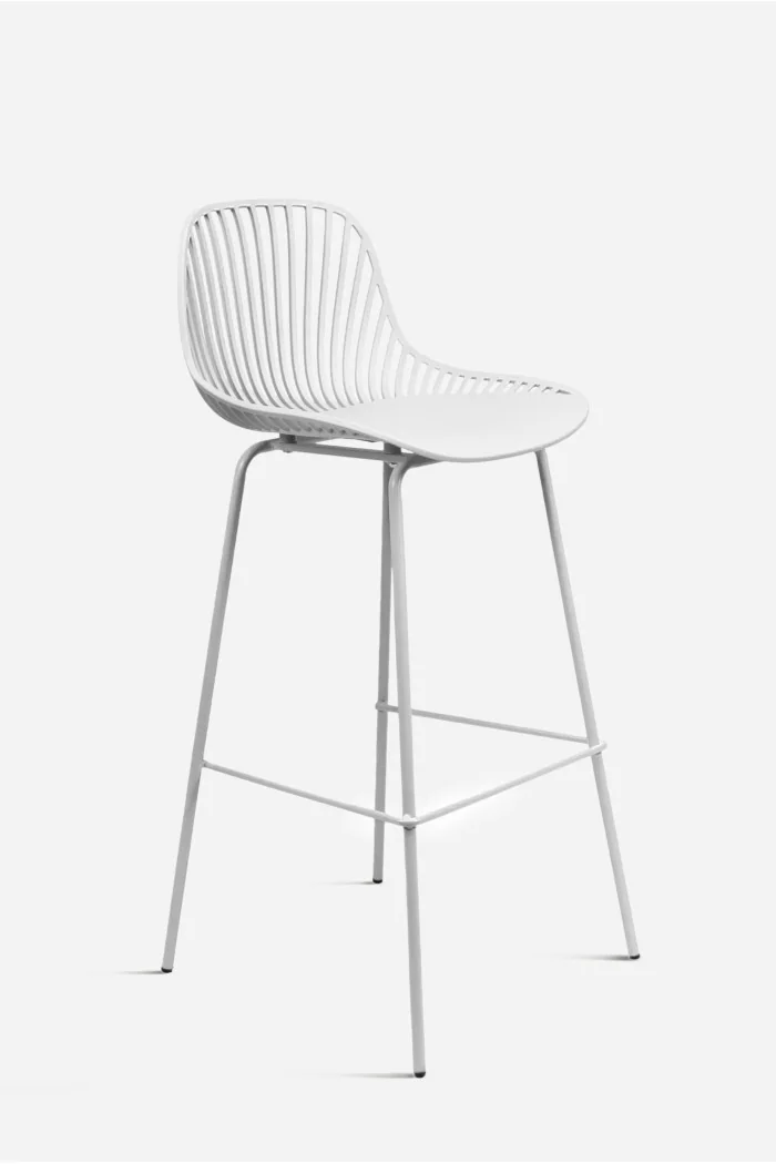 Taburete de cocina alto de polipropileno con respaldo