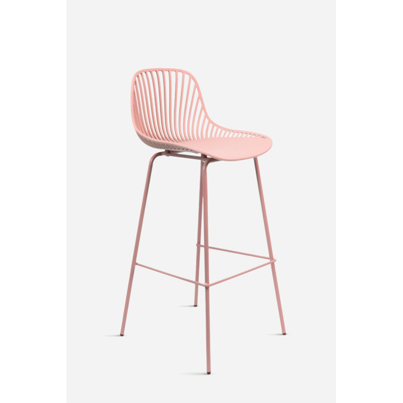 Taburete de cocina alto de polipropileno con respaldo