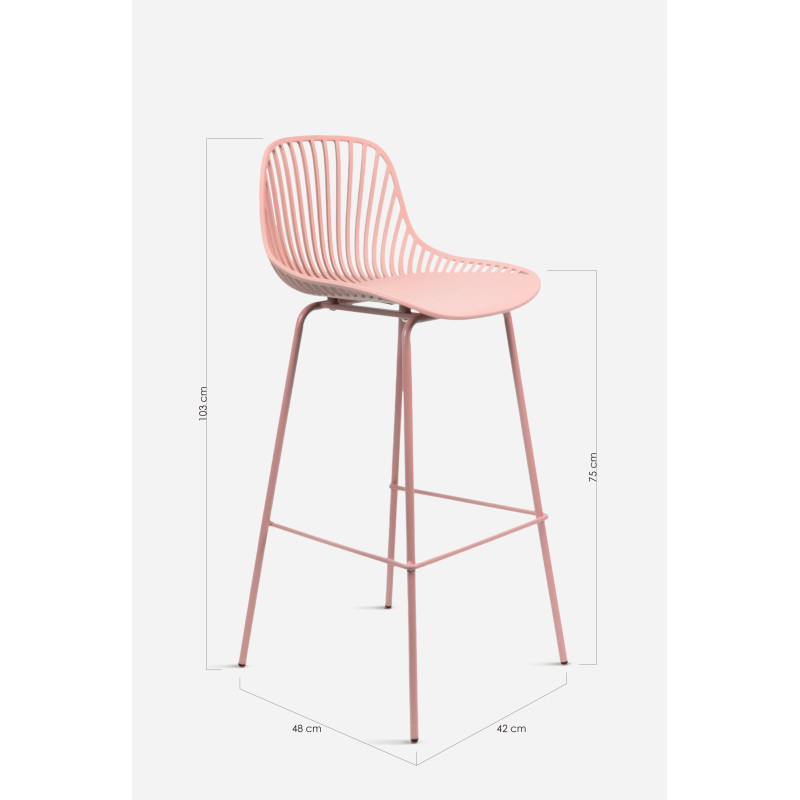 Taburete de cocina alto de polipropileno con respaldo