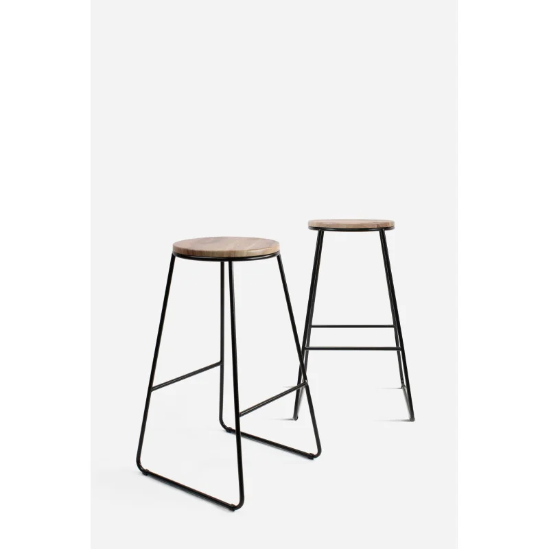 Taburete Alto Industrial Madera y Metal
