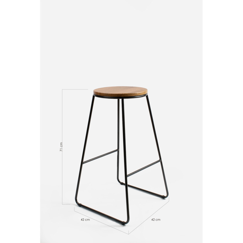 Taburete Alto Industrial Madera y Metal - Arlo